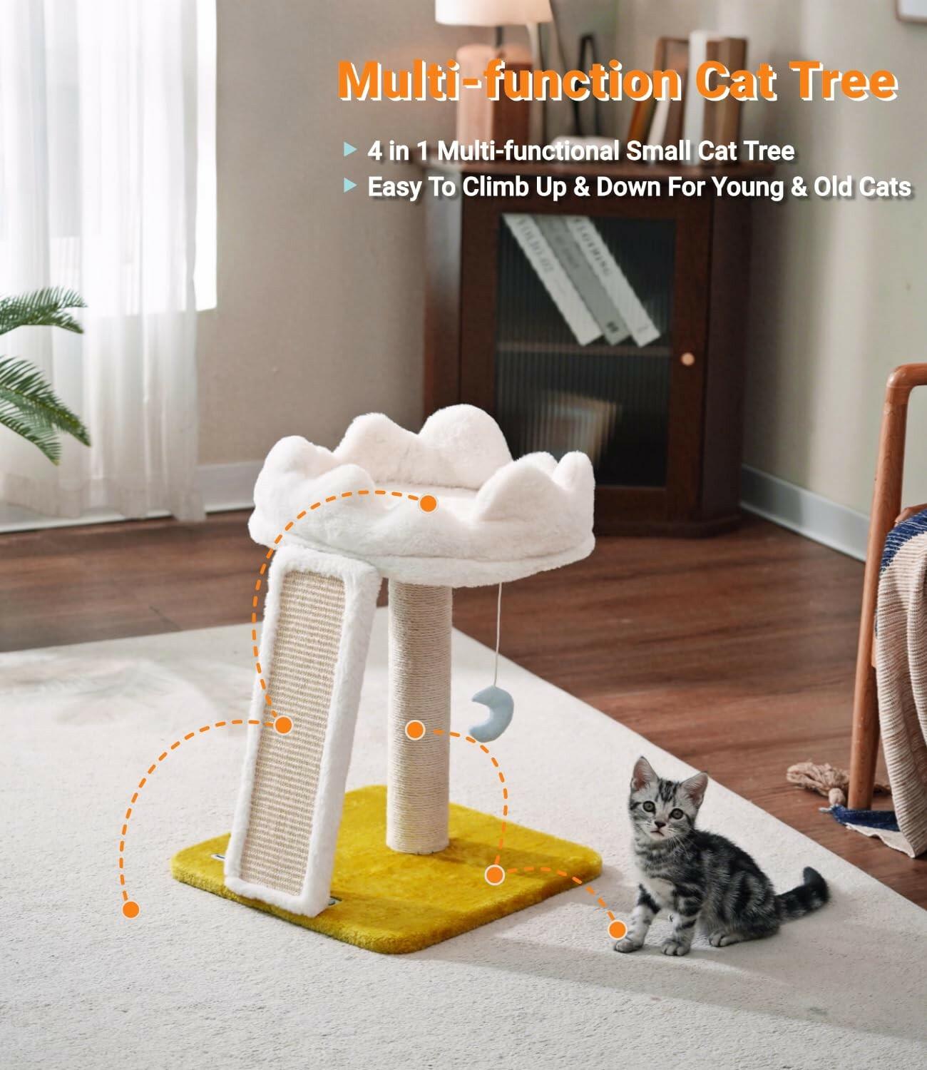 Happi N Pets New Cloud Cat Tree Tower, Cat Scratching Post with Bed, Small Cat