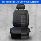 CAR PASS Universal FIT Piping Leather Car Seat Cover, for suvs,Van,Trucks,Airbag