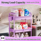 SUNALLY 4 Tier Rolling Cart Organizer w/ Drawer Storage Cart Purple Wheels