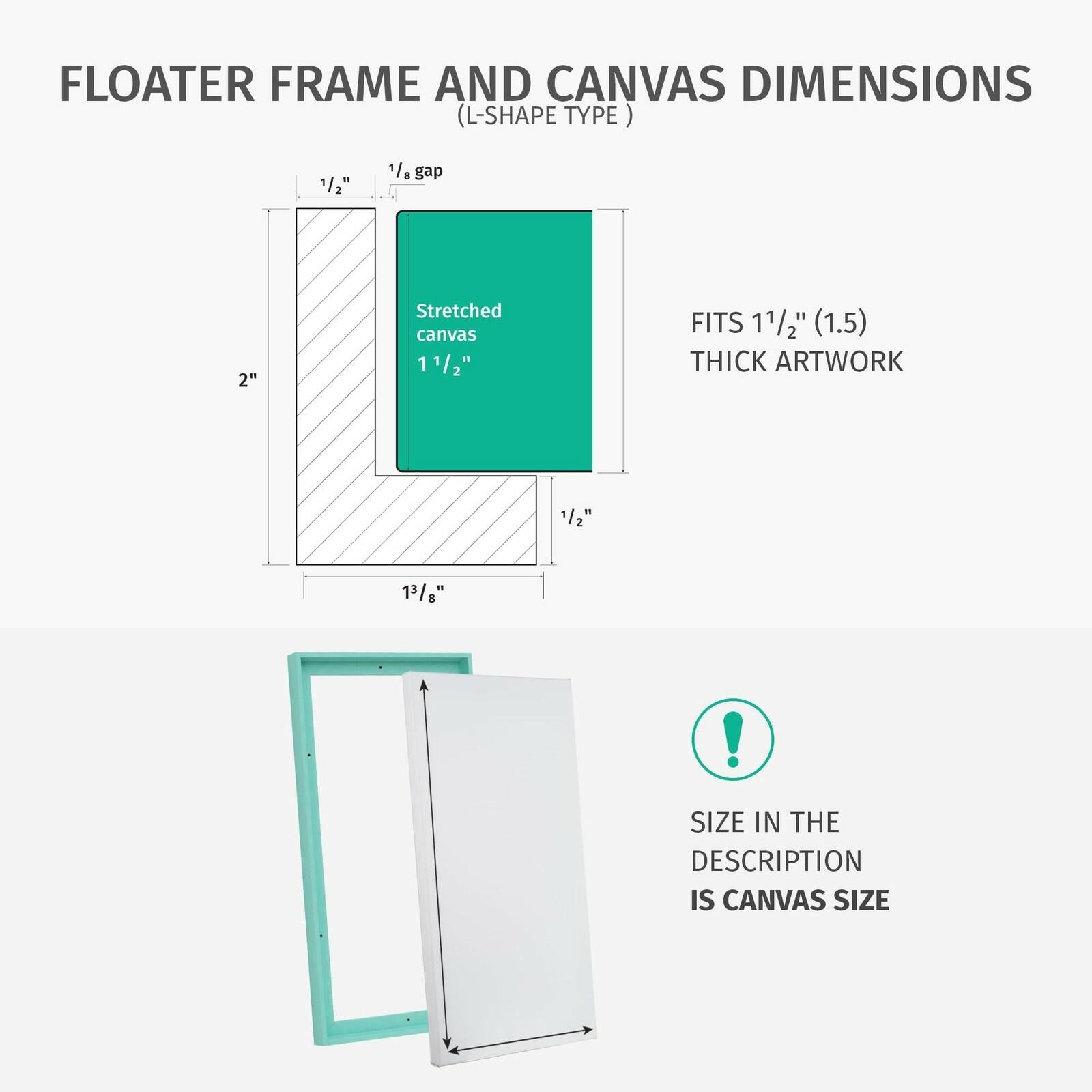 PIXY 30x40 Stretched Canvas & Floater Frame Distressed White 1.5" Landscape