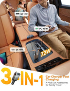 72W Car Charger USB C - PD45W USB C Retractable Cable Fast Charging for iPhone