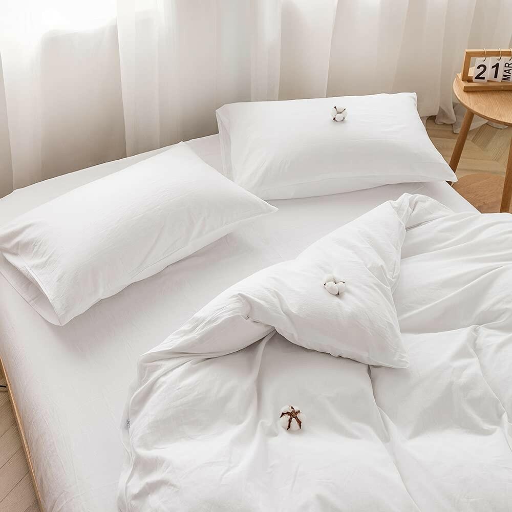 FACE TWO FACE Bedding Duvet Cover Set 3 Pieces 100% Washed Cotton Duvet Cover