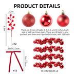 4 Pack 1.8 Feet Christmas Ball Garland Ornaments with 12 Velvet Bows and 12