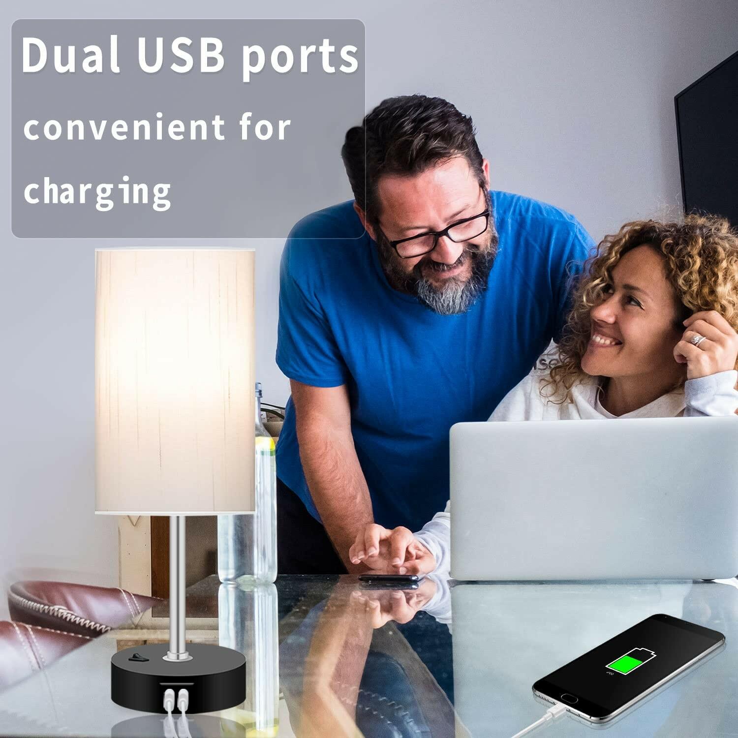 Bedroom Lamp with Smart RGB LED Bulb, Multicolor Changing Table Lamp for Bedroom