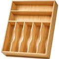 Umilife Bamboo Kitchen Drawer Organizer, 13 Inch Silverware Utensil Tray Holder,