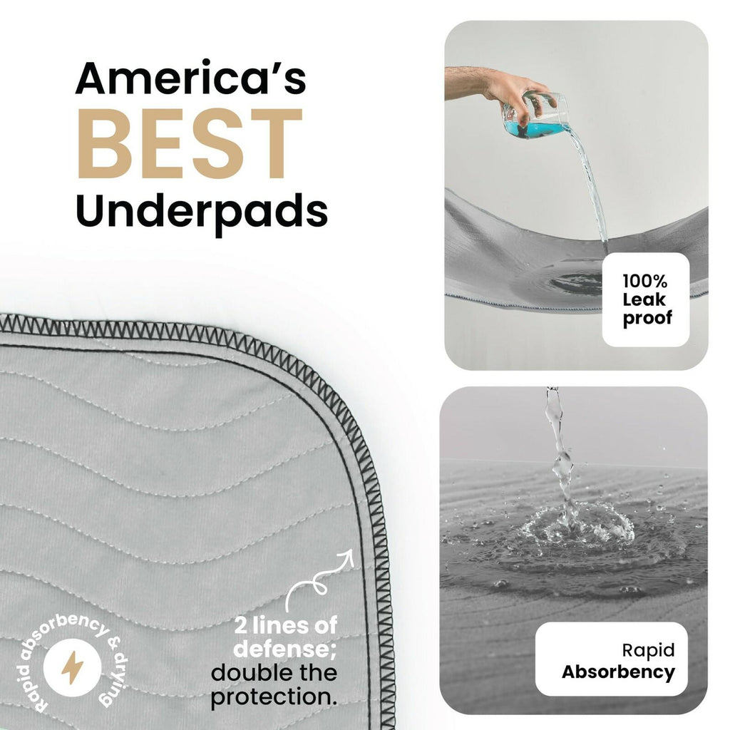4 Pack IMPROVIA Washable Underpads Heavy Absorbency Reusable Incontinence Pads