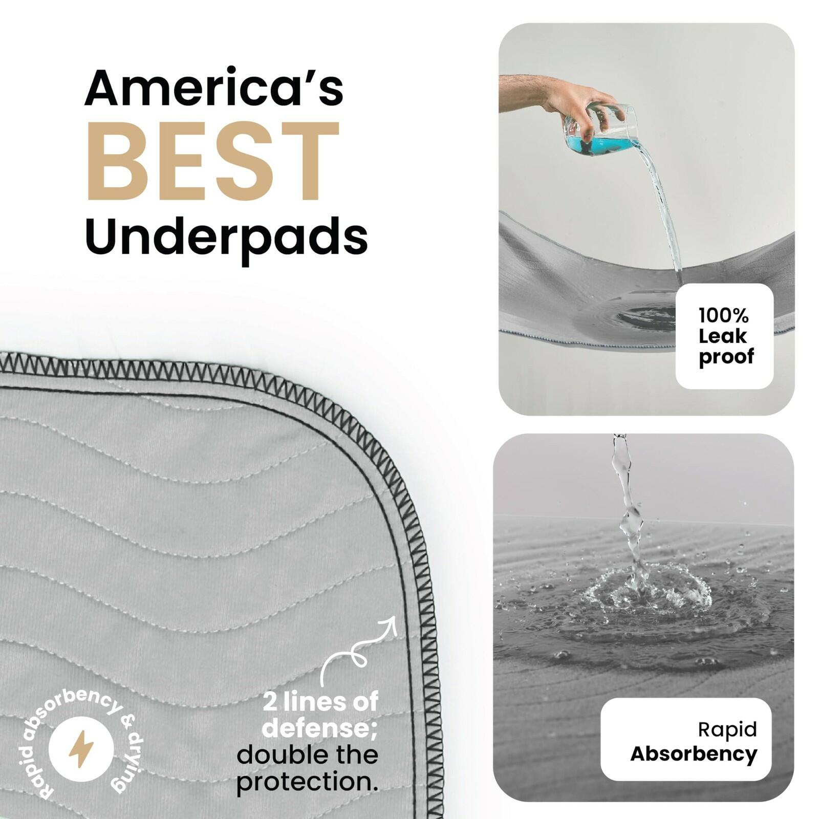 4 Pack IMPROVIA Washable Underpads Heavy Absorbency Reusable Incontinence Pads