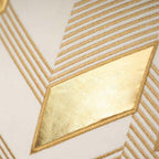 Alerfa 12 x 20 Inches White Geometric Gold Leather Striped Cushion Cases