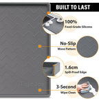 TigeJoy 28" x 19" Under Sink Mats for Kitchen Waterproof, Leak-Proof Silicone