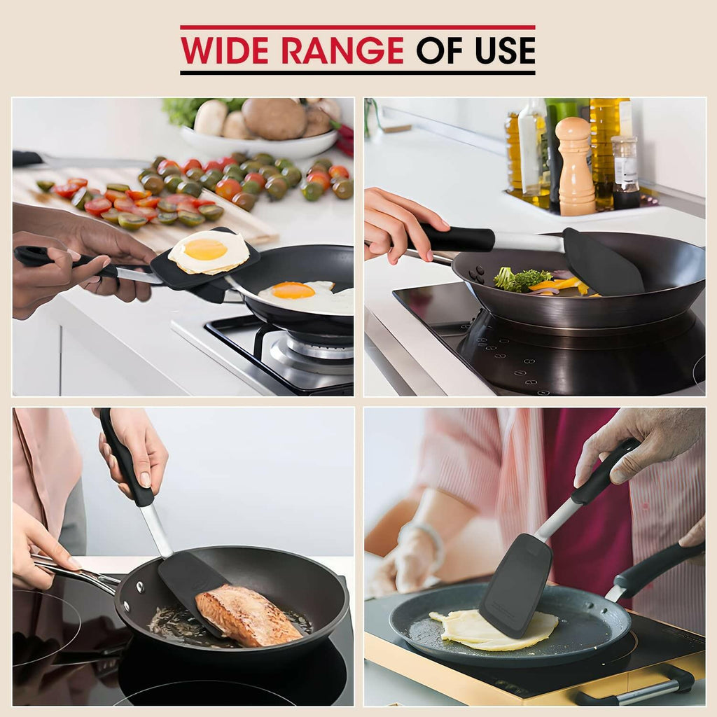Unicook 2 Pack Flexible Silicone Spatula, Turner, 600F Heat Resistant, Ideal for