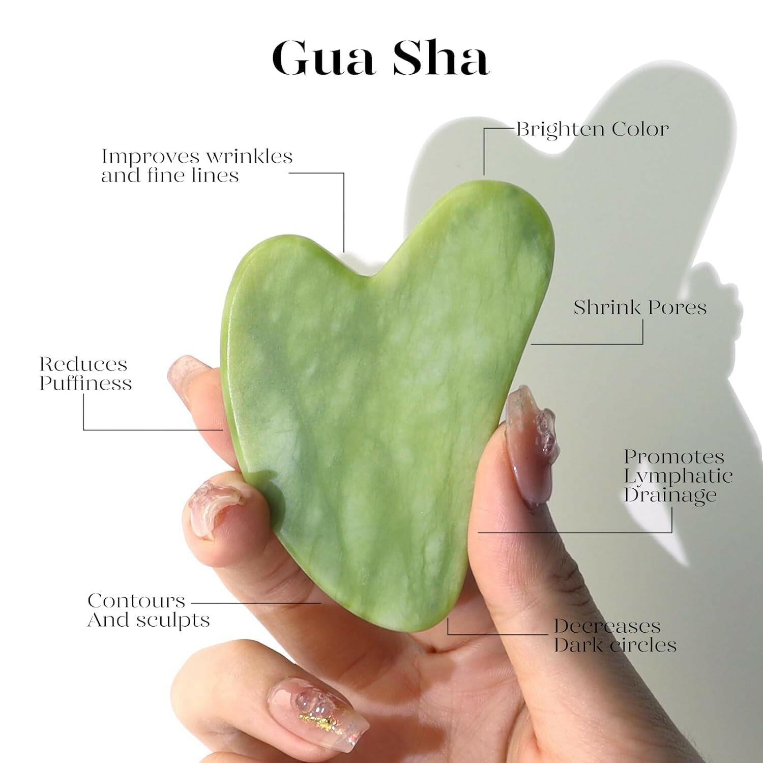 BAIMEI IcyMe Jade Face Roller & Gua Sha, Facial Beauty Skin Care Tools, Self