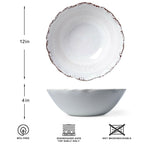 2 pieces Set LEHAHA Rustic White Melamine Large Serving Bowl,12 inches (130 OZ)
