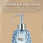 MALACHI Soap Dispenser Set, Crystal-Textured Diamond Glass with Rustproof