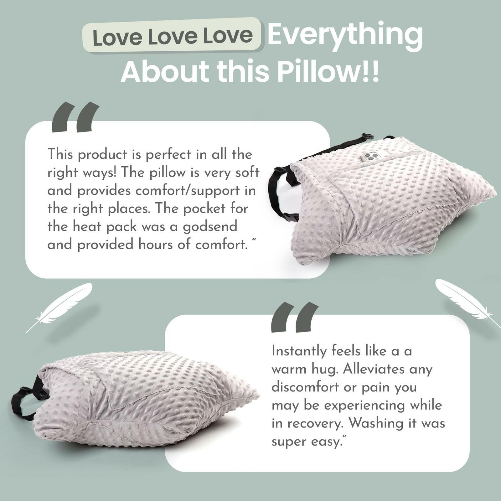 MOYOAMA 2 Pcs Hysterectomy Pillow Set (Grey) - Incl 1 Gel Pack for Soothing