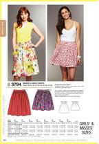 KWIK-SEW PATTERNS K3794OSZ Misses and Girlsskirts Sewing Pattern, Size Waist: