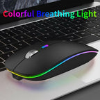 Uiosmuph LED Wireless Mouse, G12 Slim Rechargeable Silent Mouse, 2.4G Portable