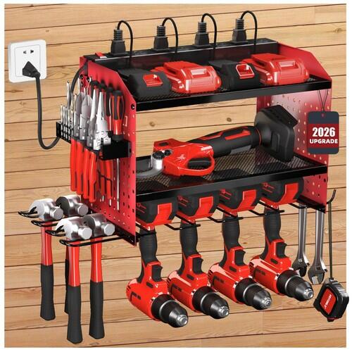 Power Tool Organizer with Charging Station, Heavy Duty Modular Wall Mount Rack