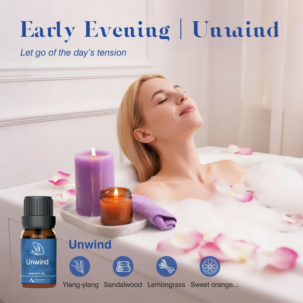 OPEN BOX - ASAKUKI Essential Oils for Diffuser – 6 Mood Essential Oil Blends