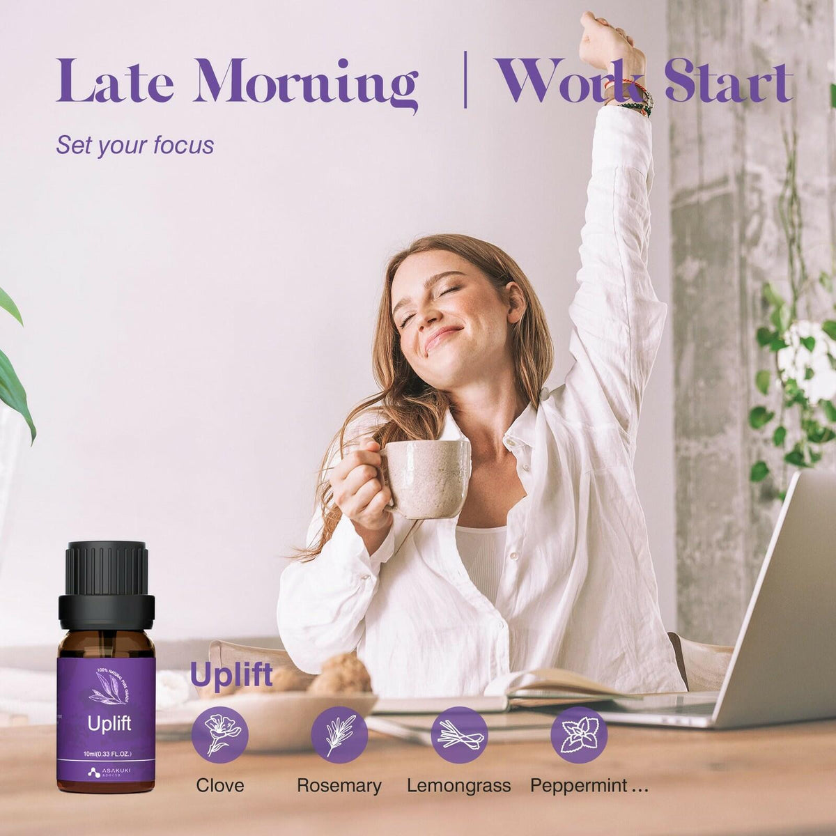 OPEN BOX - ASAKUKI Essential Oils for Diffuser – 6 Mood Essential Oil Blends