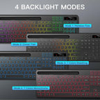 Soueto Wireless Keyboard with 7-Color RGB Backlit, Full-Size Computer Keyboard