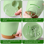 5-Pack Plant Pots with Drainage 7/6.5/6/5.5/5 Inch Self Watering Pots for Indoor