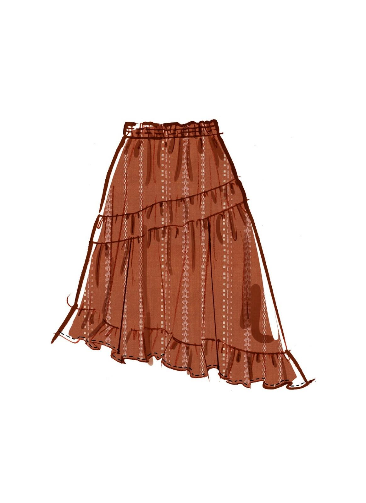 McCall's Women's Crop Tops and Asymmetric Skirts Sewing Pattern Packet, Design