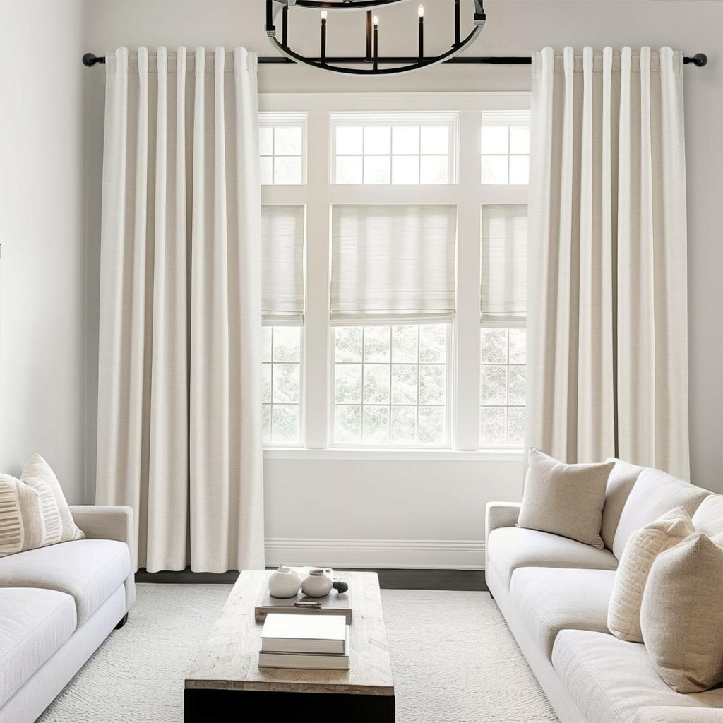 Topfinel Cream Linen Blackout Curtains 84 Inch Long for Bedroom Living Room,