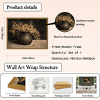 Framed Vintage Floral Wall Art, 12x16 inch 3D Textured Sandstone Dark Still Life