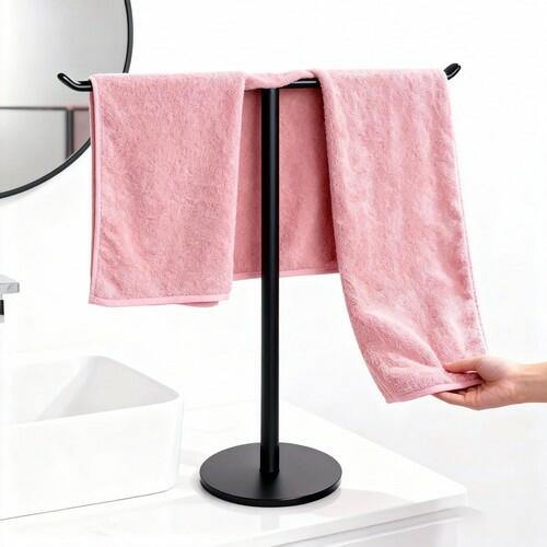 Countertop T-Shaped Stainless Steel Towel Rack, Black Hand Towel Holder with
