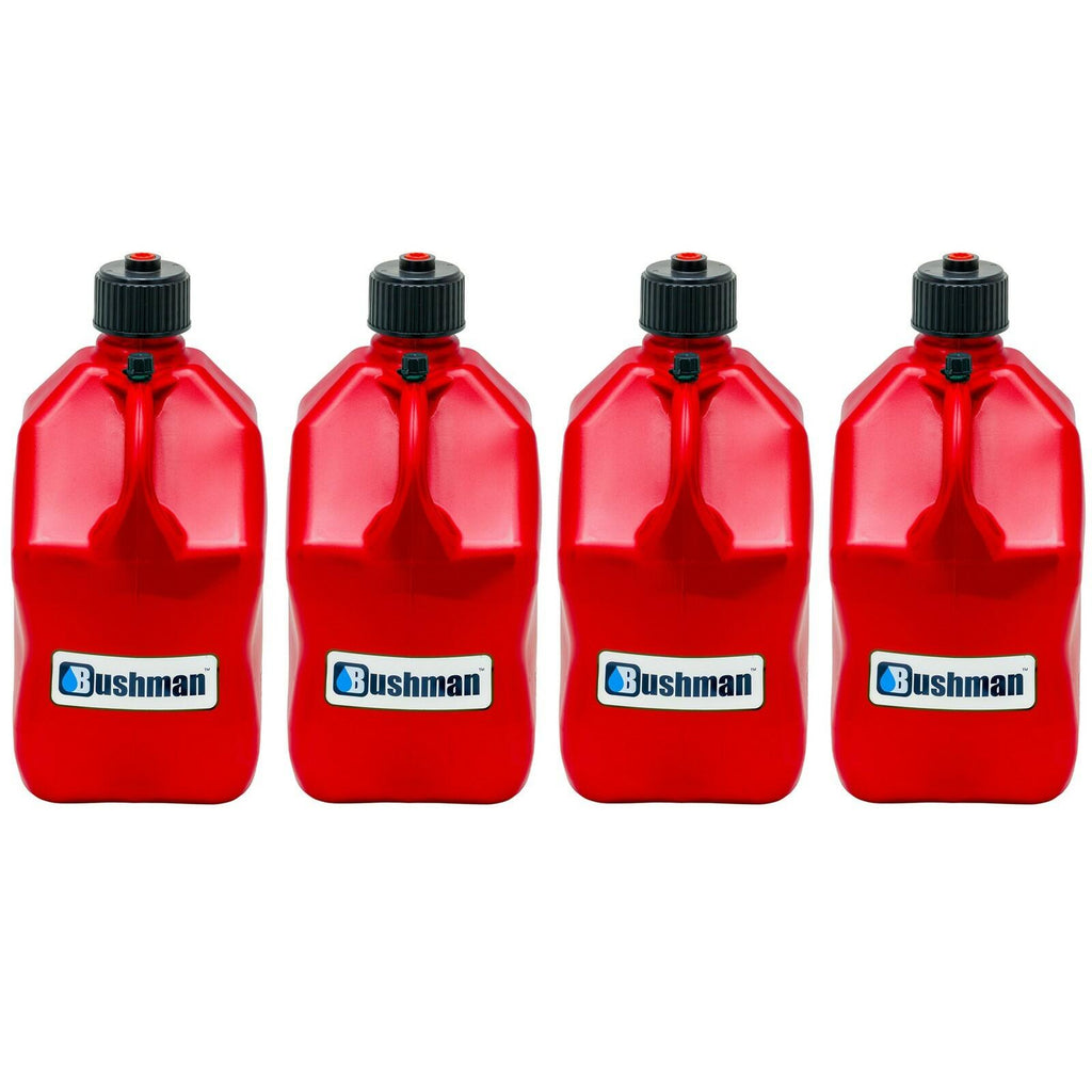 Bushman 4 Pack U-Jug Storage Jug, Portable Plastic Container, 5.5 Gal, Red