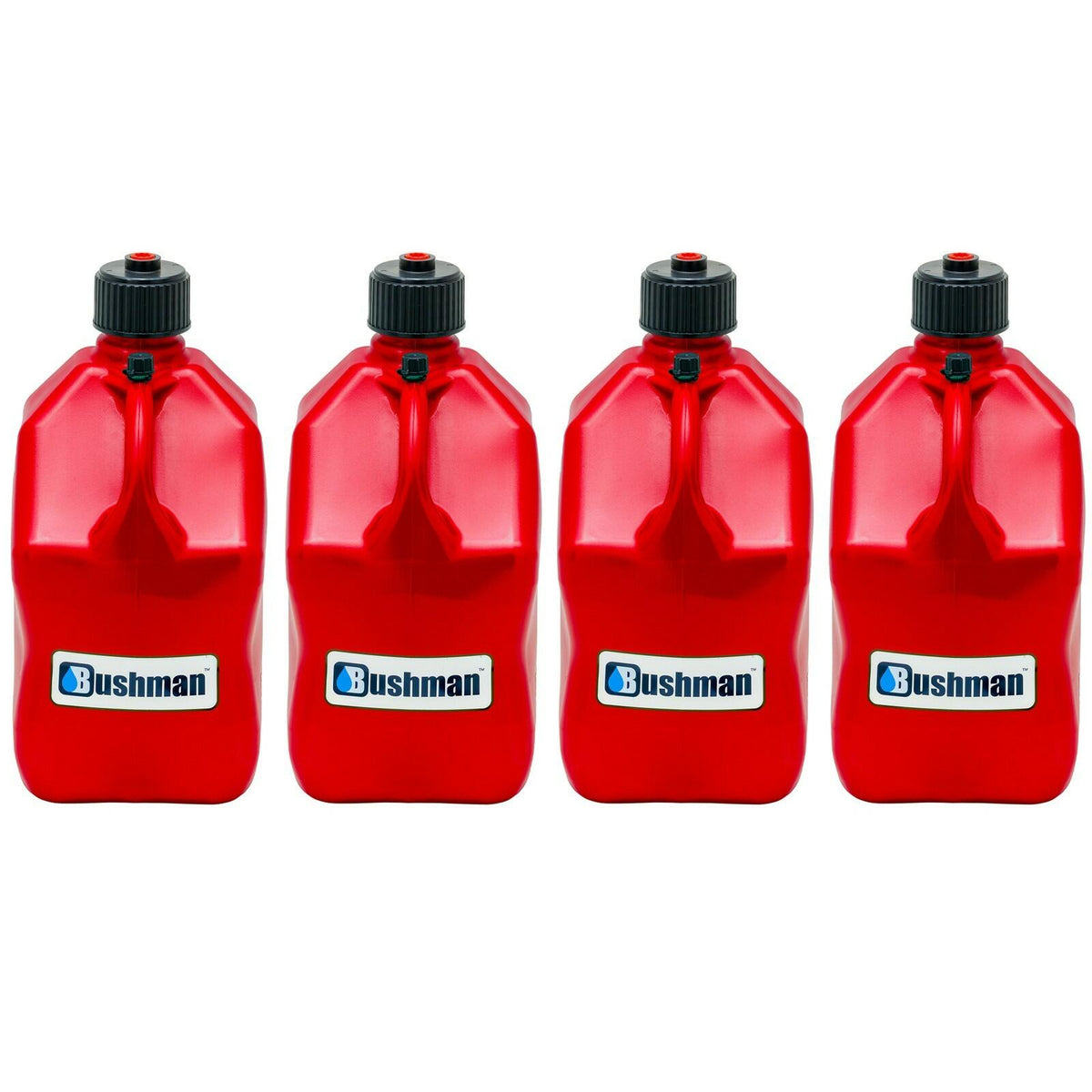 Bushman 4 Pack U-Jug Storage Jug, Portable Plastic Container, 5.5 Gal, Red