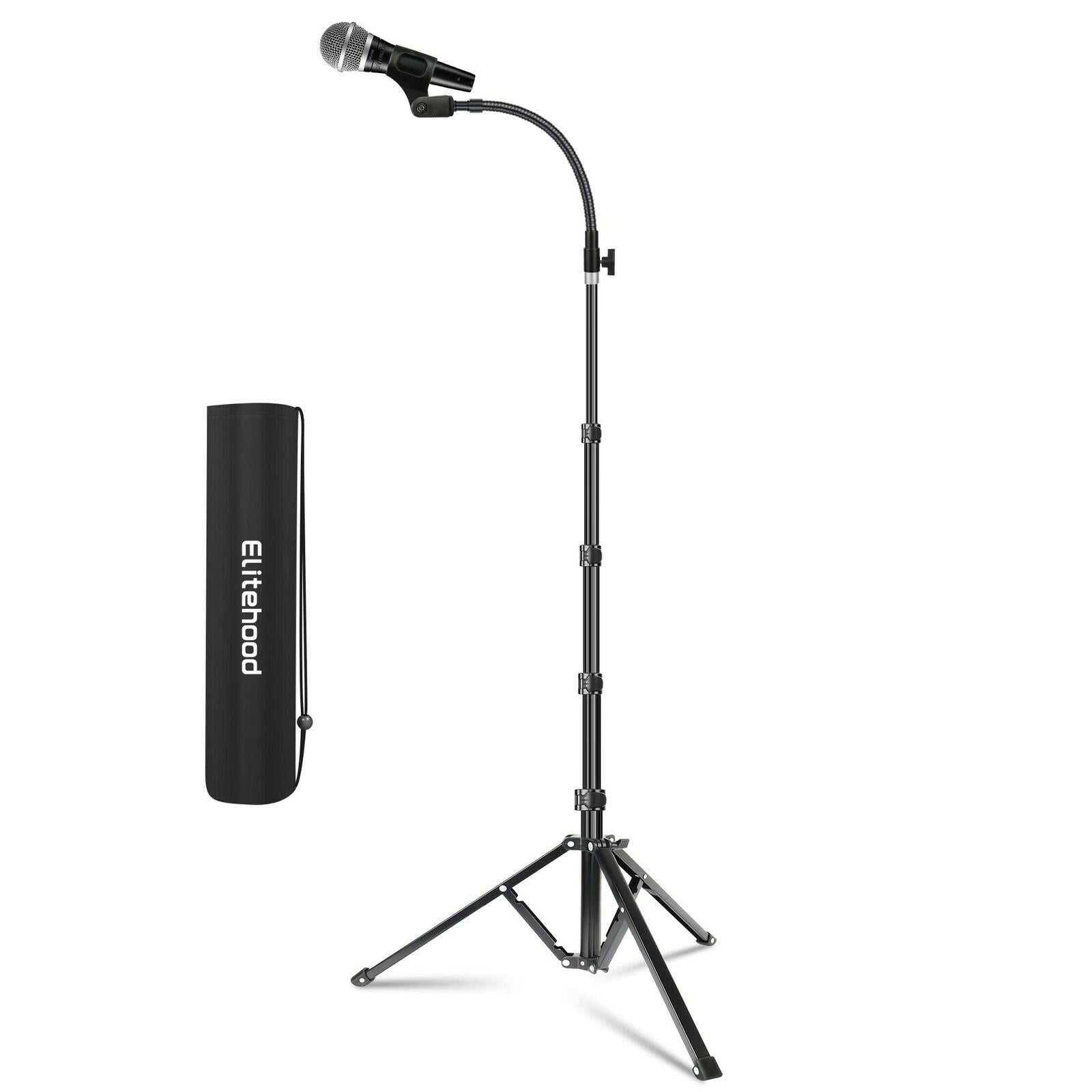 Elitehood Aluminum Foldable Microphone Stand, 82’’ Tall & Height Adjustable Mic