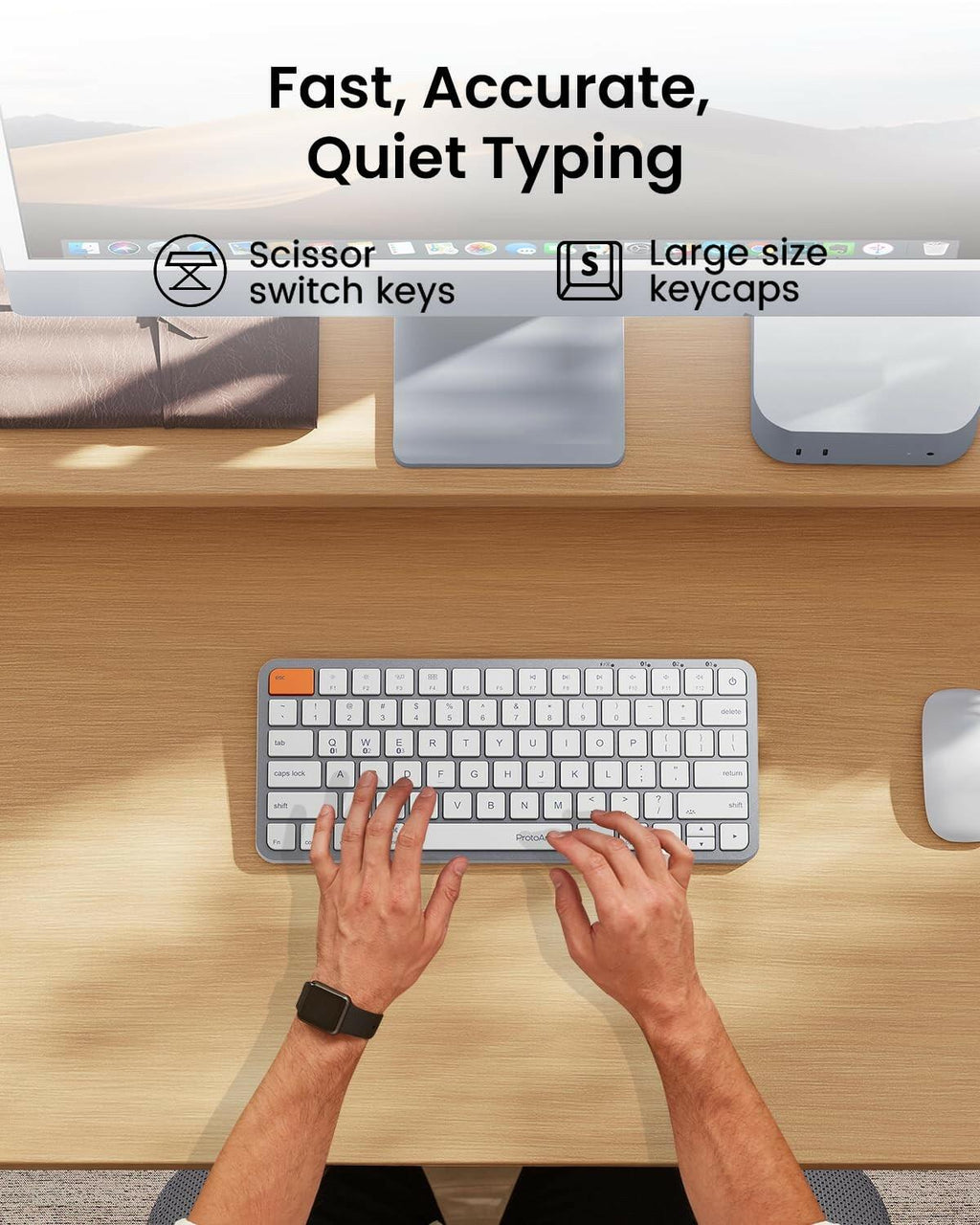 ProtoArc Bluetooth Keyboard for iPad, K90-A Backlit Compact Wireless Keyboard