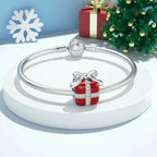 SEVENWELL Red Enamel Box Charms for Bracelet, 925 Sterling Silver Sparkly CZ