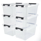 Eslite 6 Quart Plastic Stackable Storage Latch Bins,Clear Latching Box with