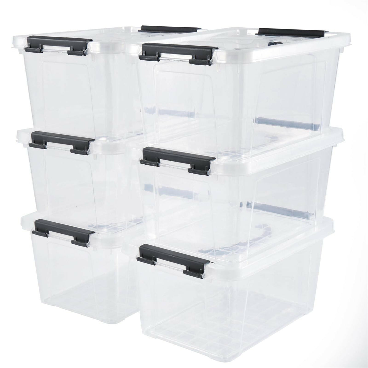 Eslite 6 Quart Plastic Stackable Storage Latch Bins,Clear Latching Box with