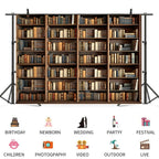 ASDCXZ 10x8ft Bookshelf Backdrop Vintage Bookcase Theme Photography Background