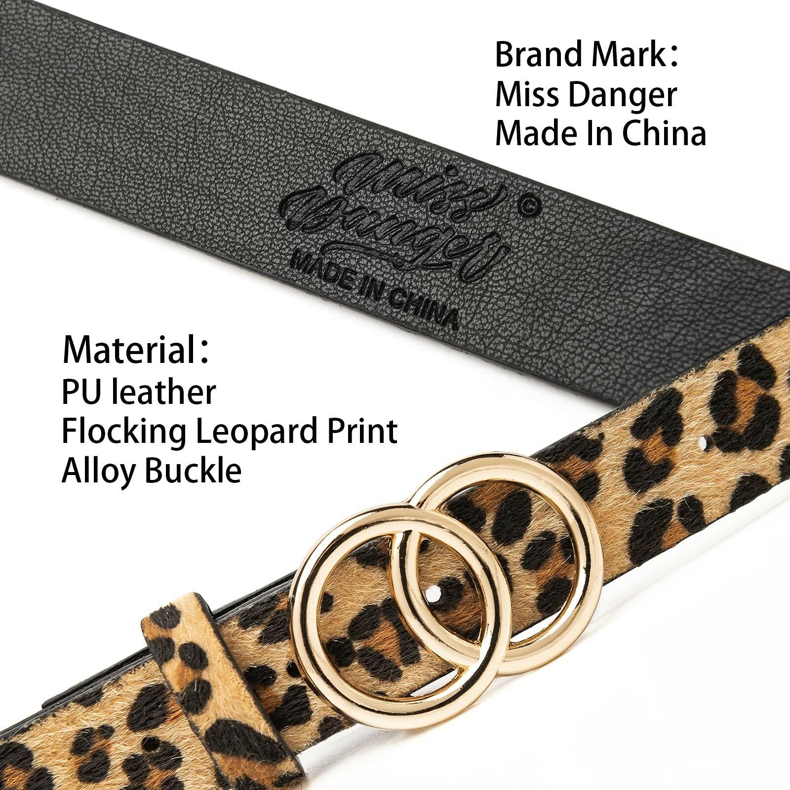 Miss Danger Leopard Belt Alloy Buckle for women Leather Belt with Pants Jeans