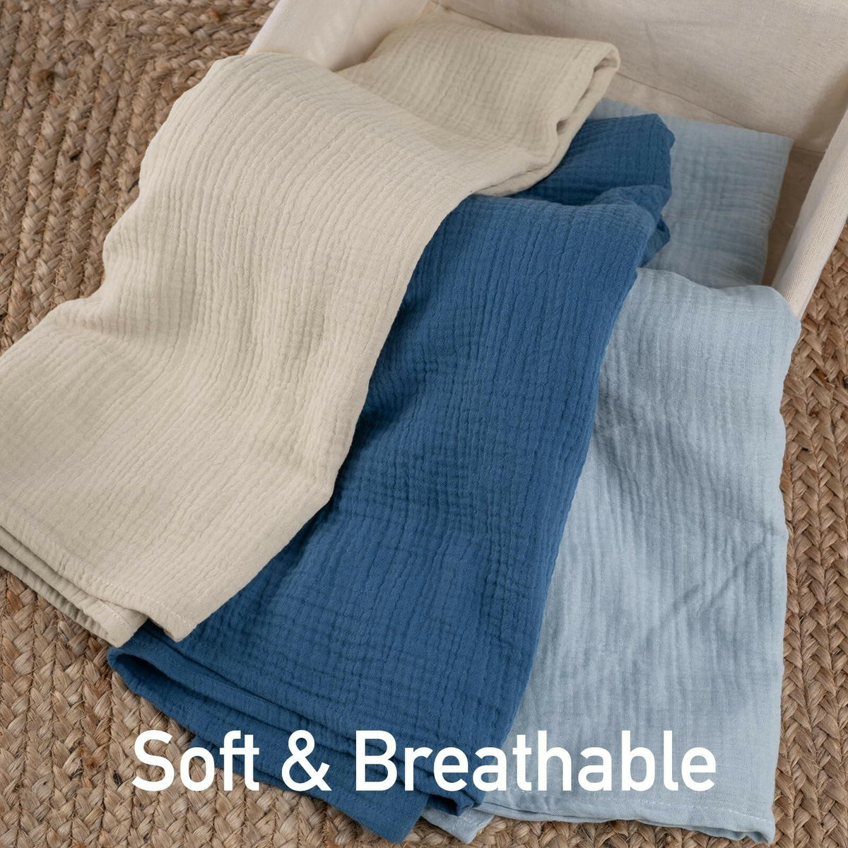3 PACK Muslin Swaddle Blankets for Newborn, Breathable Soft Receiving Blanket,