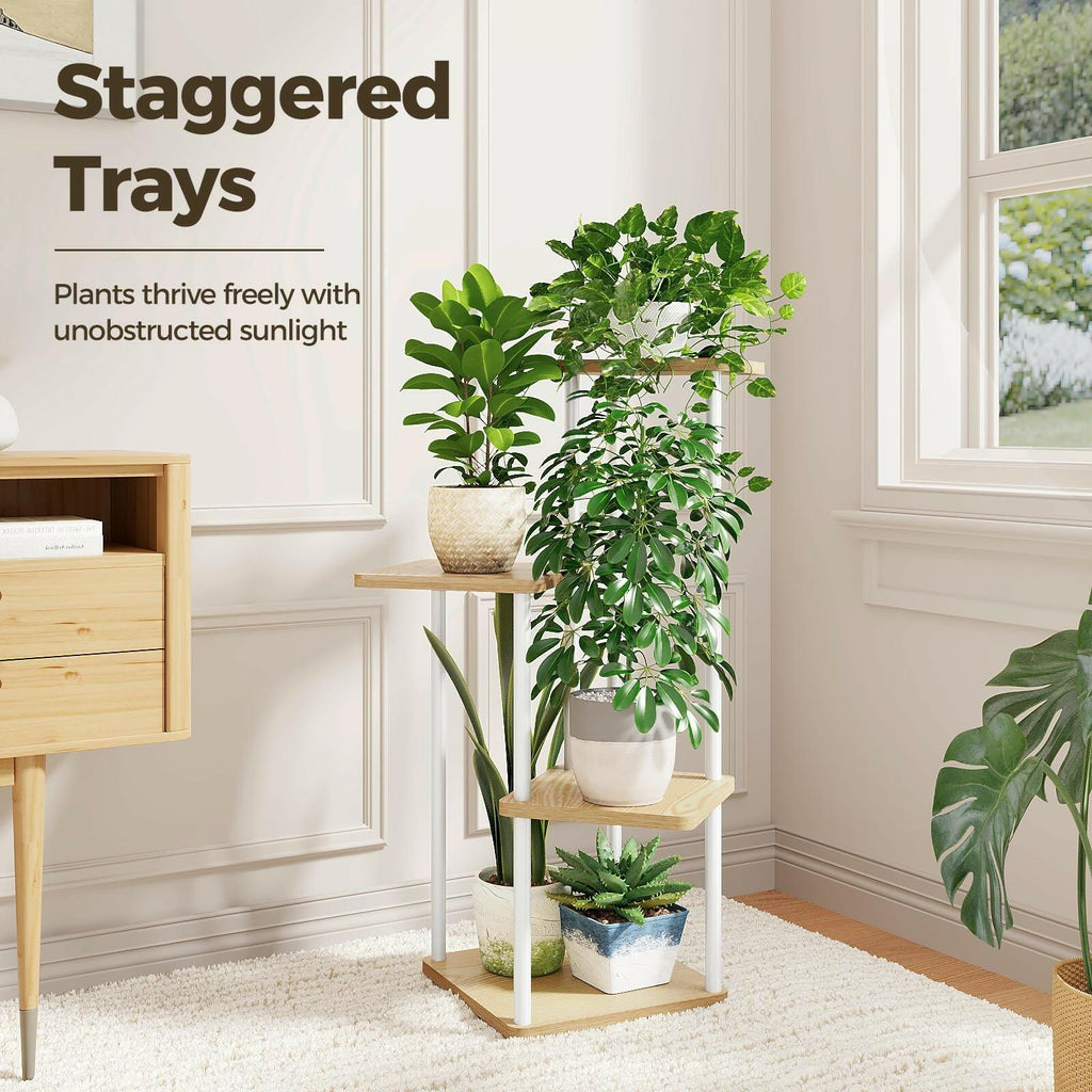 Bamworld Small Plant Stand Indoor 4 Tier Metal Plant Shelf for Multiple Plants