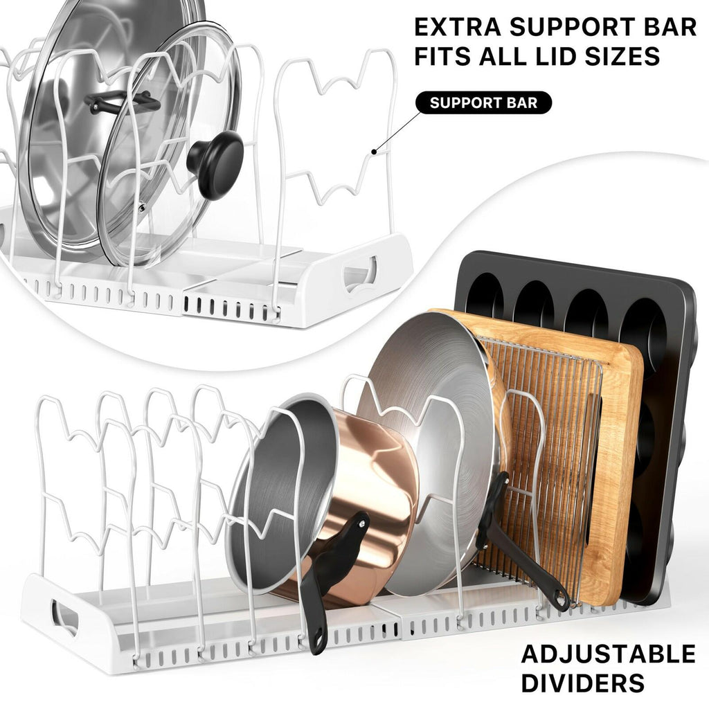 Simple Houseware Expandable Pan Organizer Rack, 10 Adjustable Compartments,
