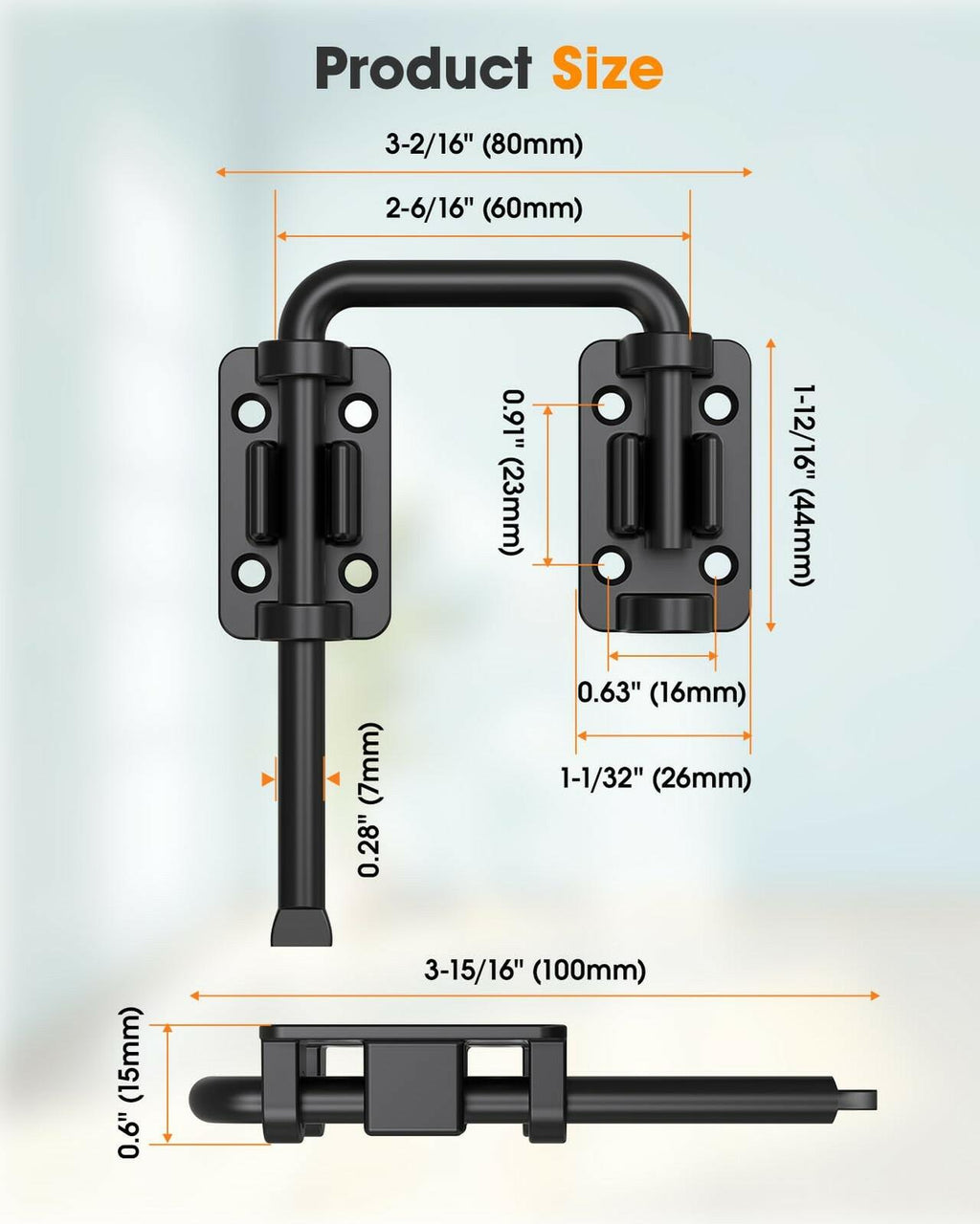 4 psc MeBantoo 2.36 Inch U Patio Sliding Door Loop Lock Latch - Stainless Steel