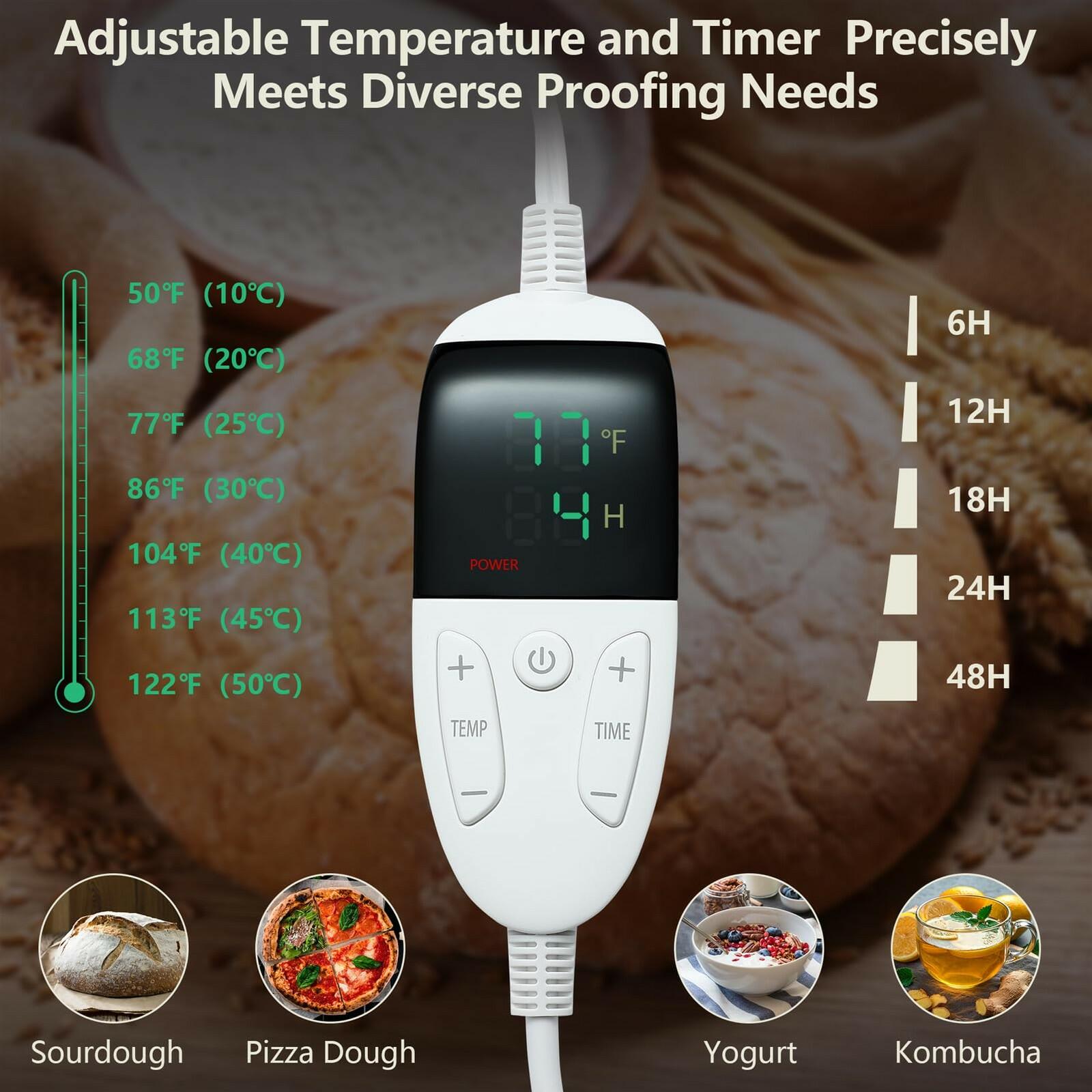 Folding Bread Proofing Box with Temp Control(50-122℉) & 48H Timer, Dough Proofer