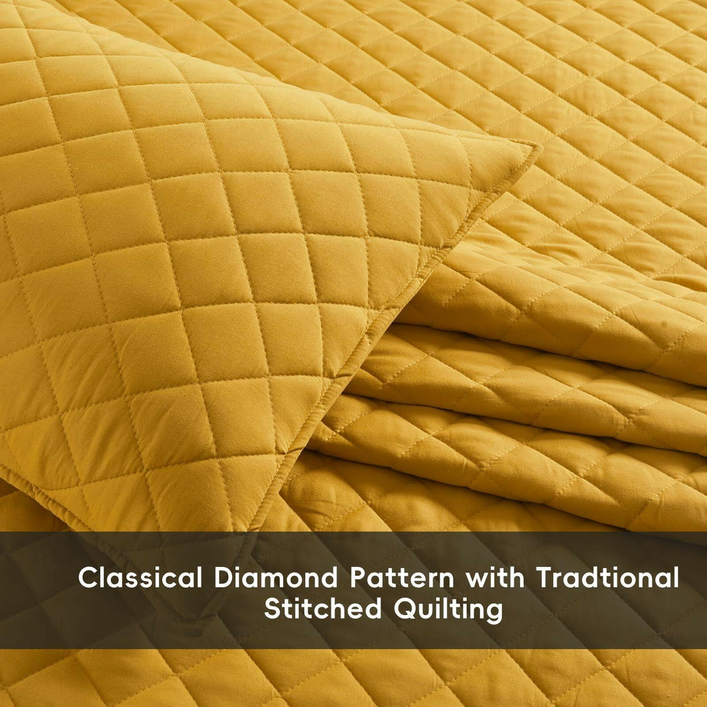 Safonory Mustard Yellow Quilt Full/Queen Size - Summer Soft Lightweight