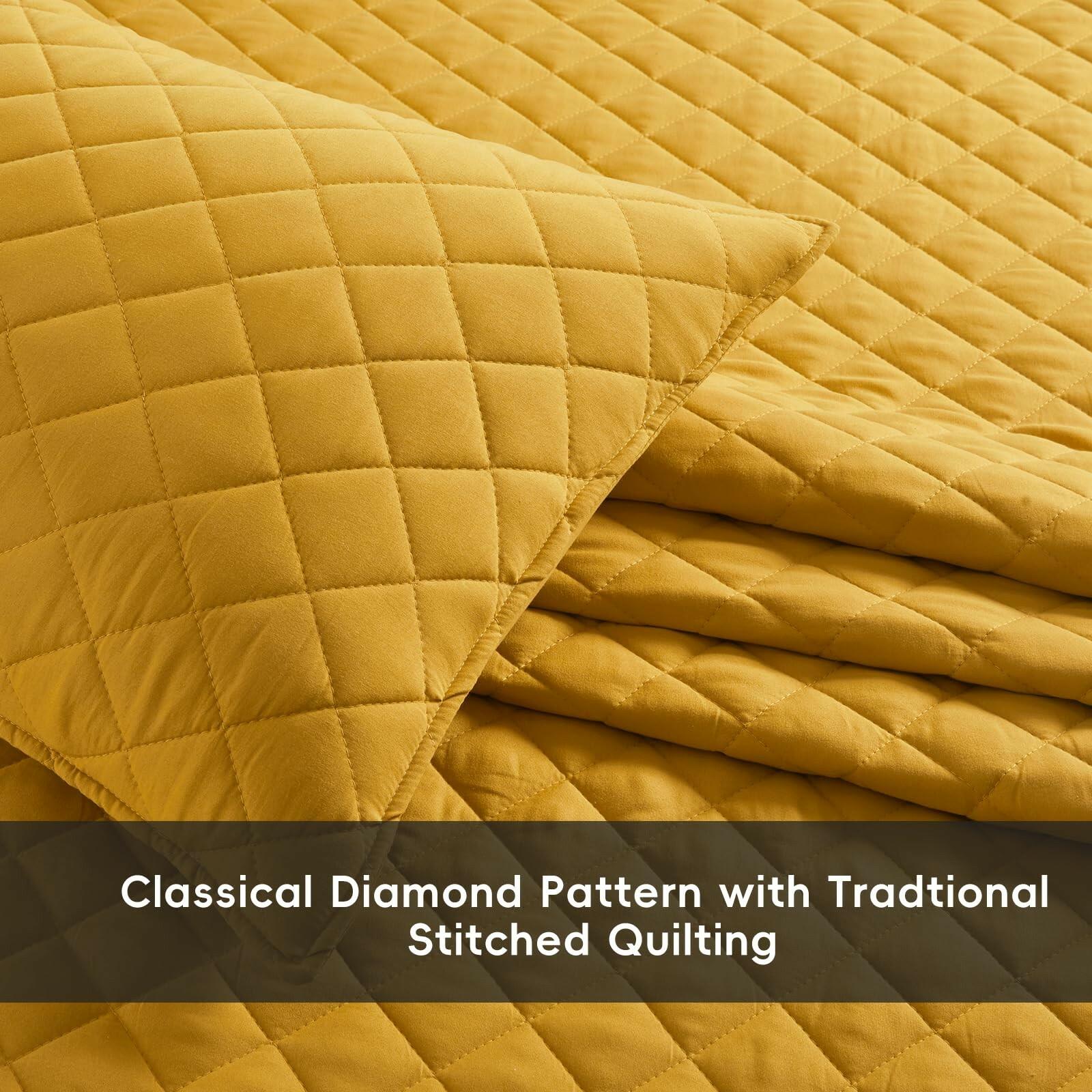 Safonory Mustard Yellow Quilt Full/Queen Size - Summer Soft Lightweight