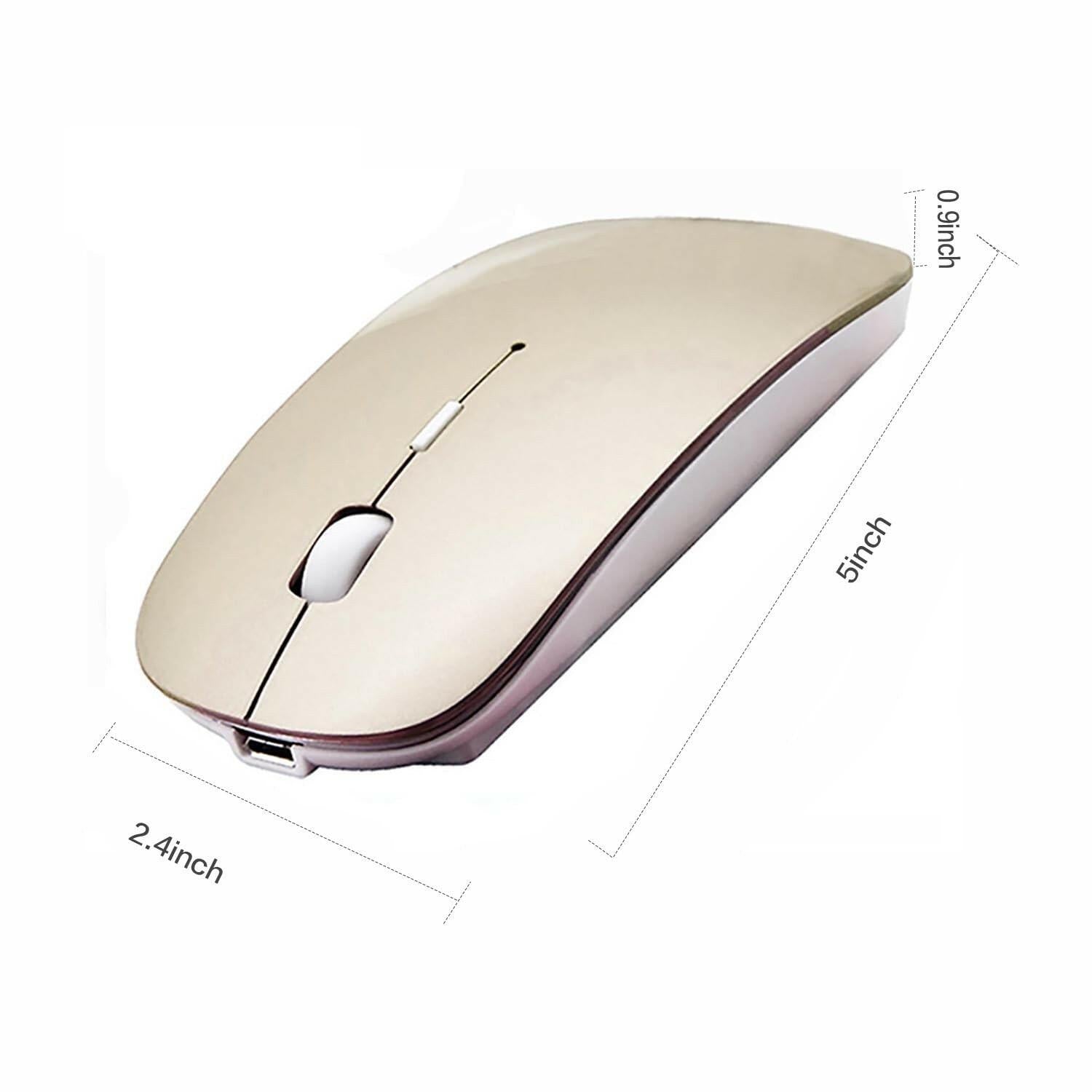 PeiBO Bluetooth 5.2 Wireless Mouse, Gold, Rechargeable, Ergonomic Design,