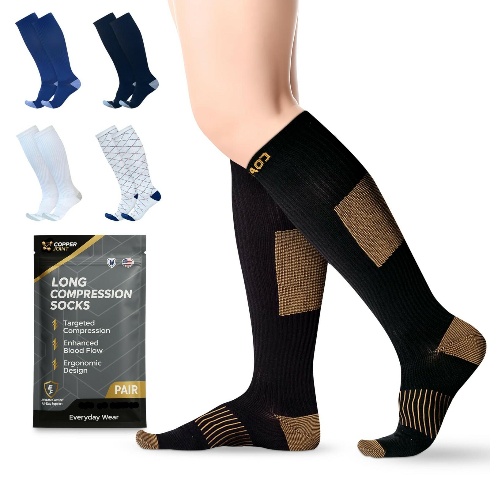 1 Pair CopperJoint Copper Compression Socks for Women & Men, 2X-Large Knee High