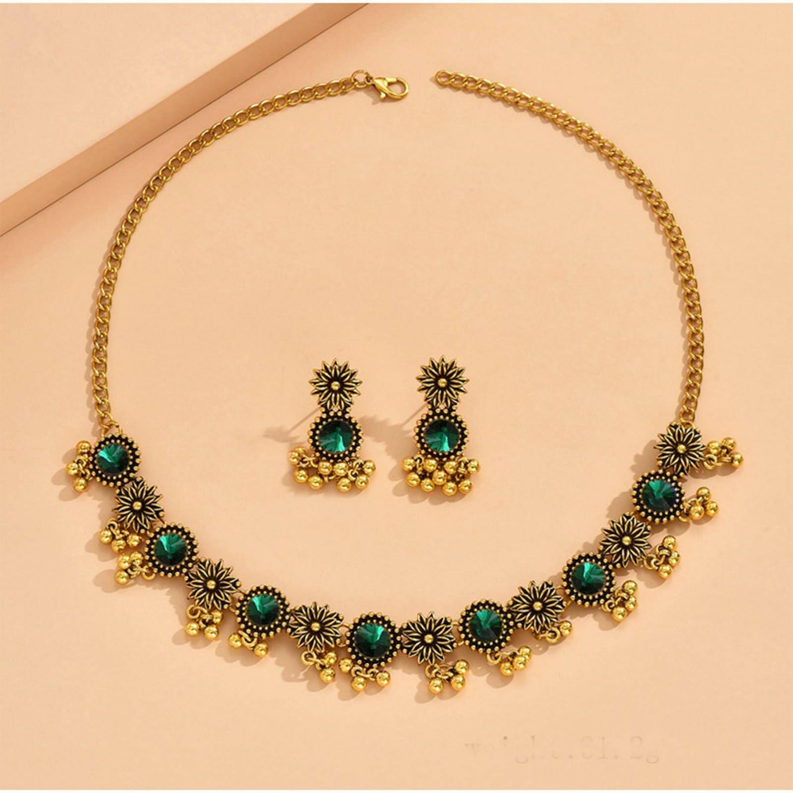 Frodete Indian Jewelry Sets for Women Traditional Bohemian Wedding Jewelry Set