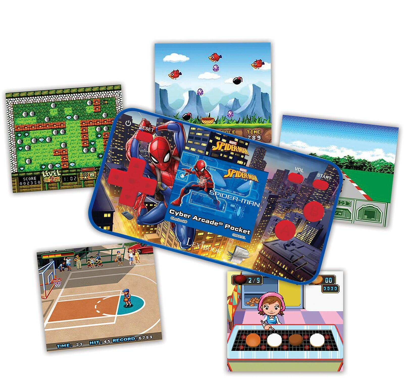 Lexibook Spider-Man Cyber Arcade Pocket Game Console, 150 Games, LCD Screen,