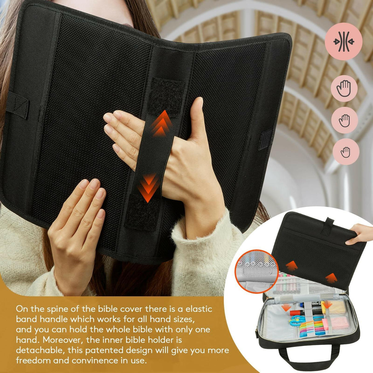 Bible Cover for Women – Large Bible Case with Zipper, Floral Journal Bag with